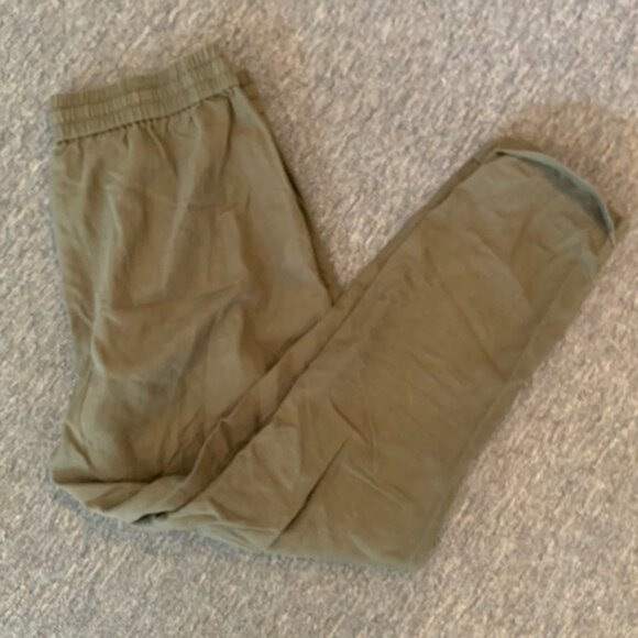 J. CREW FACTORY OLIVE GREEN LINEN DRAWSTRING STRAIGHT ANKLE PANTS - SIZE… - Picture 7 of 14